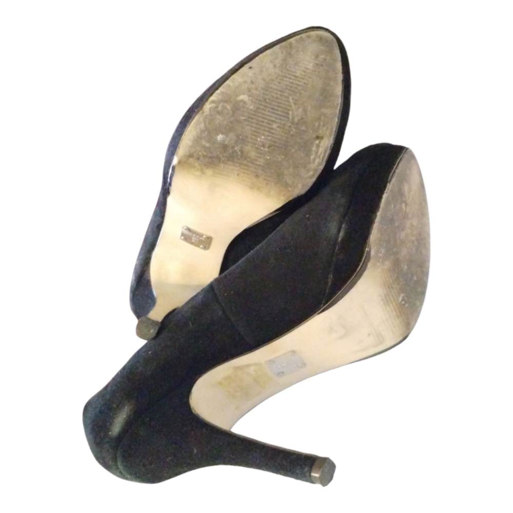 Bakers Laurie Black Suede Stiletto Heel Platform Formal Career Women's 6B - Picture 5 of 6